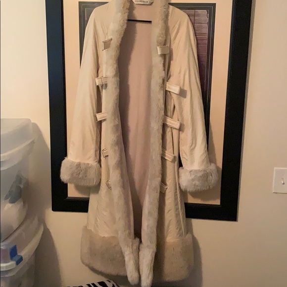 Jacket Vegan faux leather & fur cream jacket - Picture 5 of 8